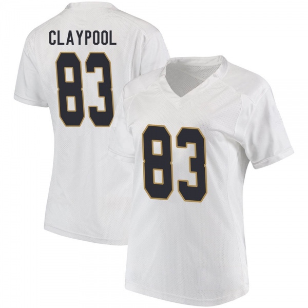 Chase Claypool Notre Dame Fighting Irish NCAA Women's #83 White Replica College Stitched Football Jersey RRR3255MD